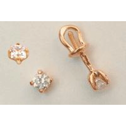 Серьги пусеты из золота 585 пробы с фианитами