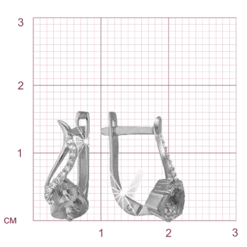 Серьги из золота 585 пробы с аметистами и фианитами