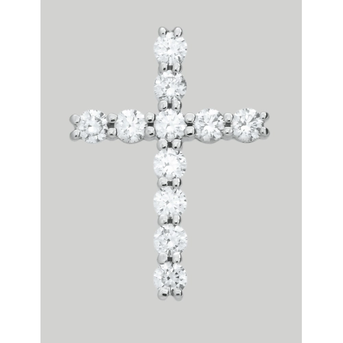 Подвеска декоративный крест из белого золота 585 пробы с бриллиантами