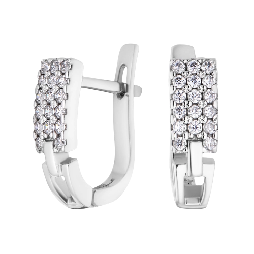 Серьги из серебра 925 пробы с цирконами