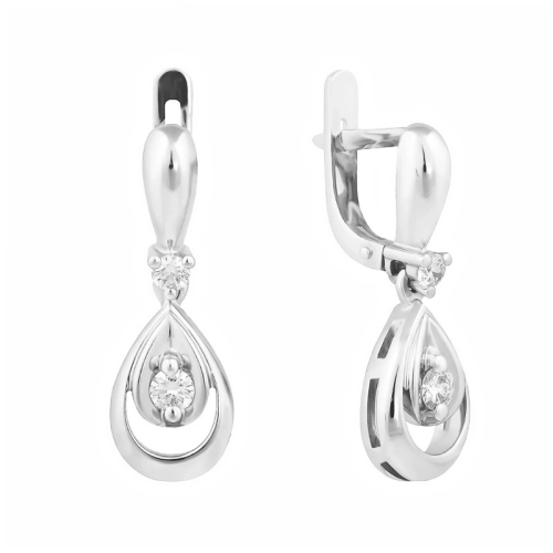 Серьги из белого золота 585 пробы с бриллиантами