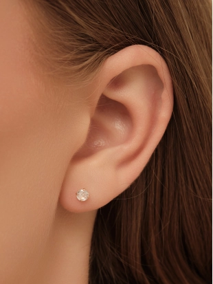 Серьги пусеты из золота 585 пробы с фианитами