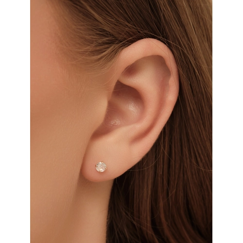 Серьги пусеты из золота 585 пробы с фианитами