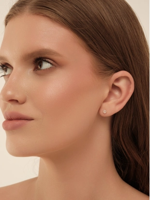 Серьги пусеты из золота 585 пробы с фианитами