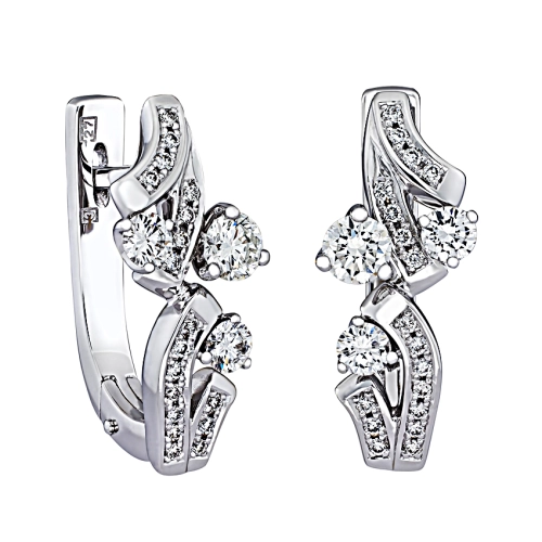 Серьги из белого золота 750 пробы с бриллиантами