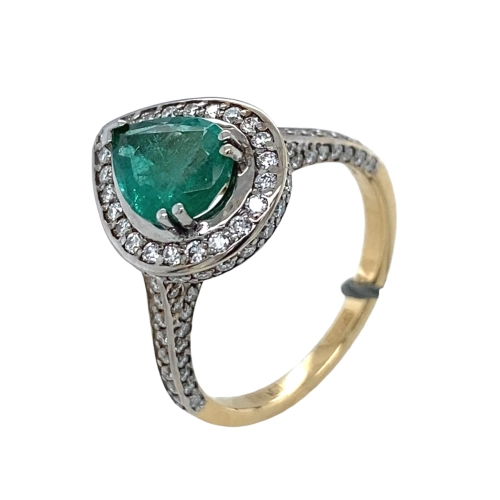 Кольцо из желтого золота 585 пробы с изумрудами и бриллиантами