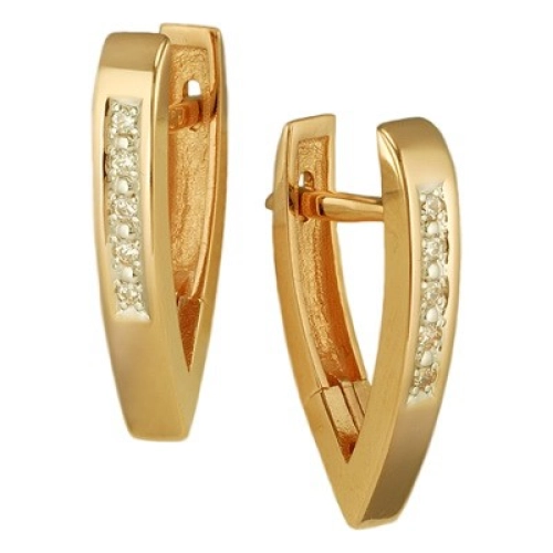 Серьги из белого золота 585 пробы с фианитами