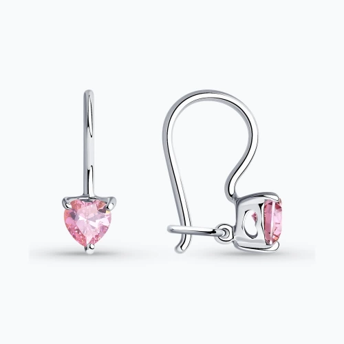 Серьги петельки из серебра 925 пробы с цветными фианитами