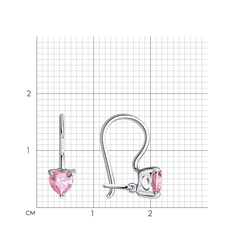 Серьги петельки из серебра 925 пробы с цветными фианитами