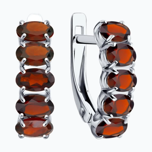 Серьги из серебра 925 пробы с гранатами