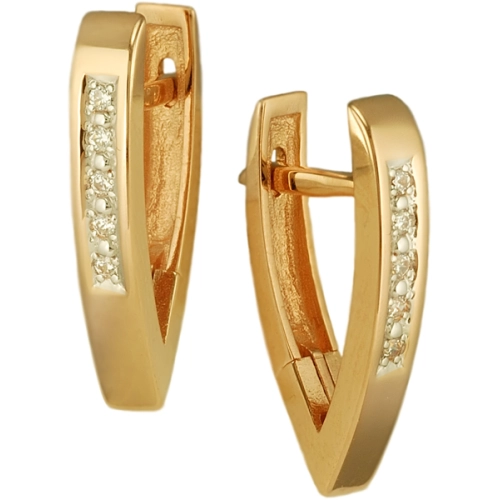 Серьги из желтого золота 585 пробы с фианитами