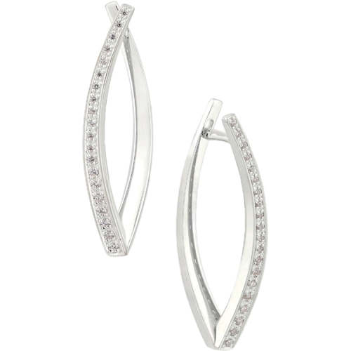 Серьги из белого золота 585 пробы с фианитами