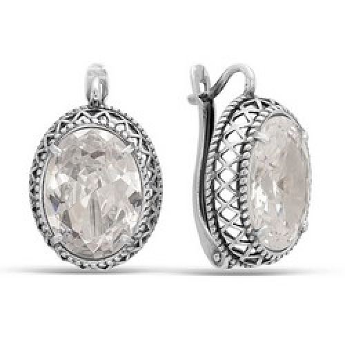 Серьги из серебра 925 пробы с фианитами