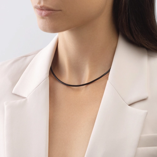 Кожаный шнурок с золотым замком 585 пробы