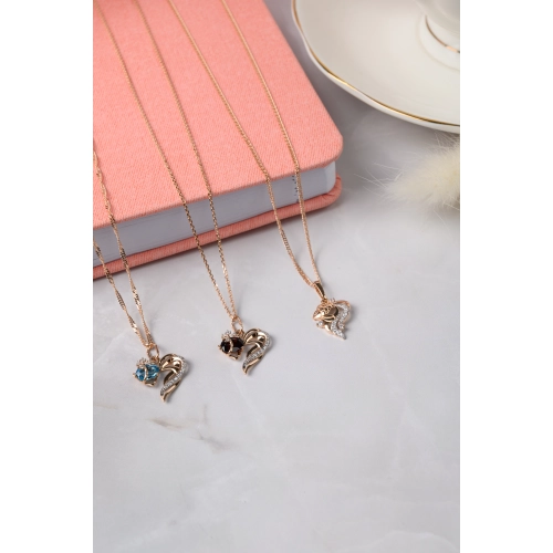 Подвеска из золота 585 пробы с гранатом и фианитами