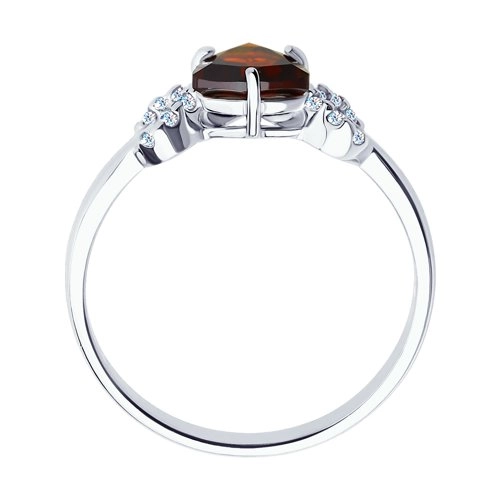 Кольцо из серебра 925 пробы с гранатом и фианитами