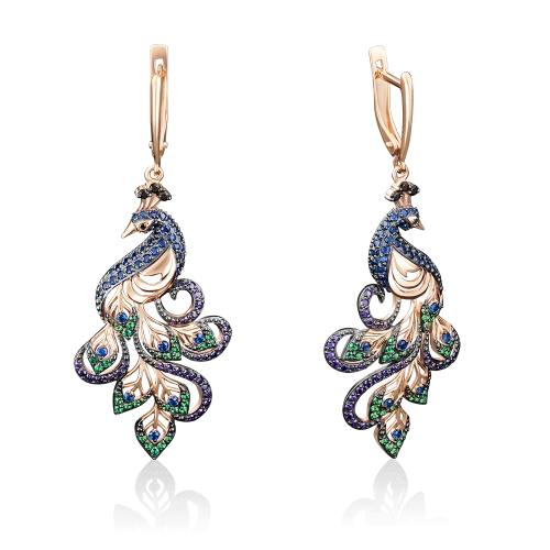 Серьги из золота 585 пробы с фианитами