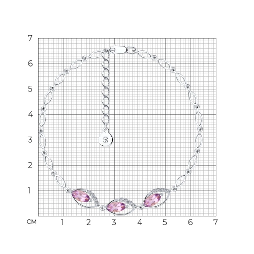 Браслет из серебра 925 пробы с аметистами и фианитами
