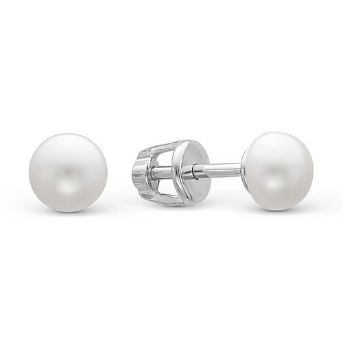 Серьги пусеты из серебра 925 пробы с жемчугом