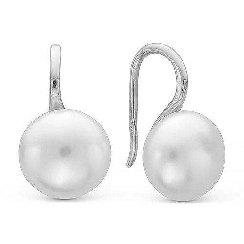 Серьги петельки из серебра 925 пробы с жемчугом