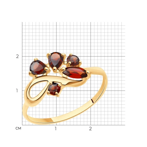 Кольцо из золота 585 пробы с гранатом