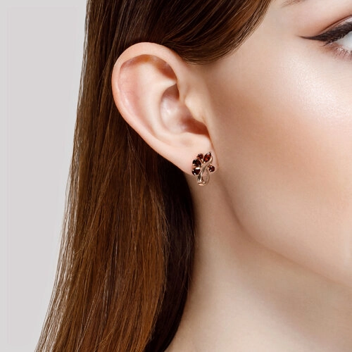 Серьги из золота 585 пробы с гранатом