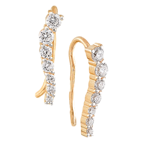 Серьги пины из золота 585 с фианитами