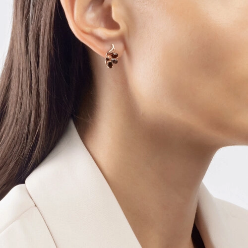 Серьги из золота 585 пробы с гранатом