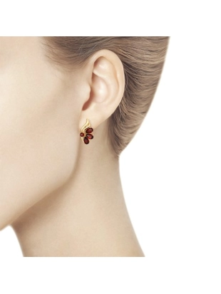 Серьги из золота 585 пробы с гранатом