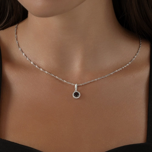 Подвеска из серебра 925 пробы с гранатом и фианитами