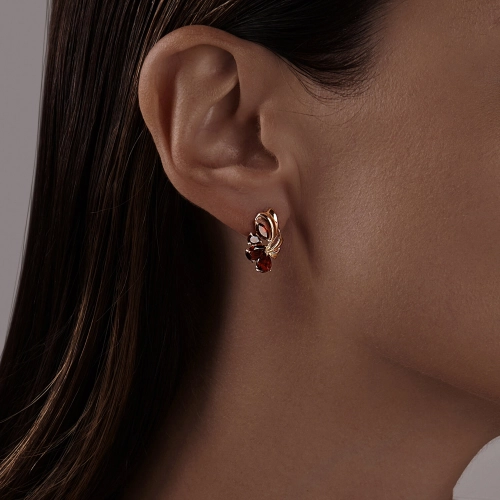 Серьги из золота 585 пробы с гранатом