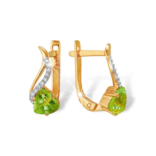 Серьги из золота 585 пробы с топазом London Blue и фианитами