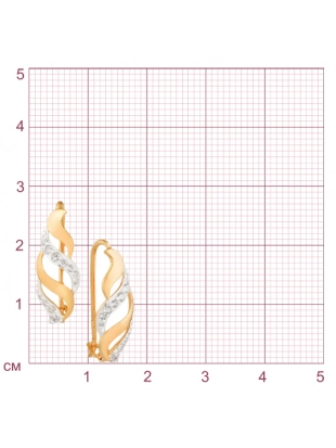 Серьги петельки из золота 585 пробы с фианитами