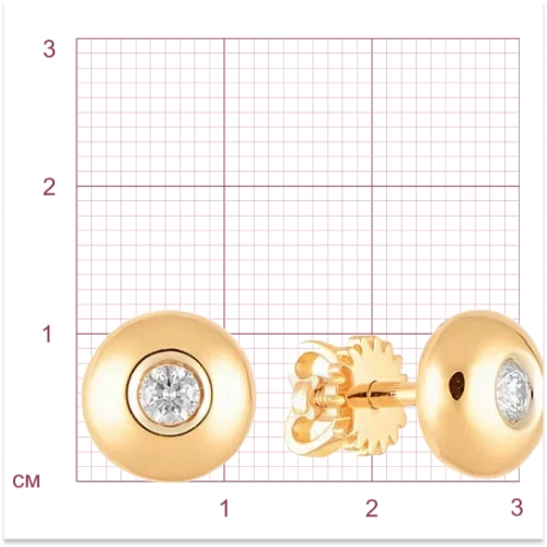 Серьги пусеты из белого золота 585 пробы с бриллиантами