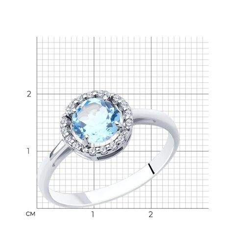 Кольцо из серебра 925 пробы с топазом и фианитами