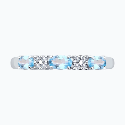 Кольцо из серебра 925 пробы с топазом и фианитами