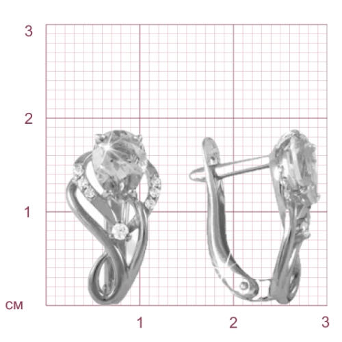 Серьги из золота 585 пробы с топазом London Blue и фианитами