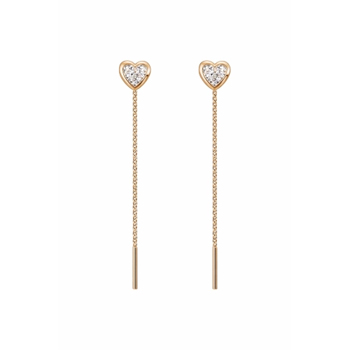 Серьги продевки из золота 585 пробы с фианитами