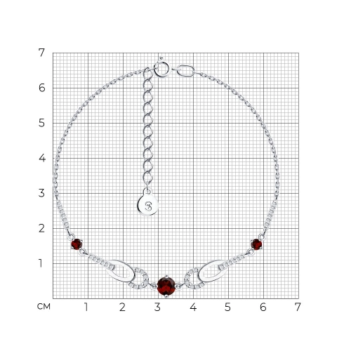 Браслет из серебра 925 пробы с гранатом и фианитами