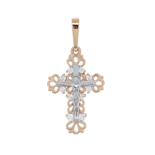 Подвеска Крест из золота 585 пробы с фианитами