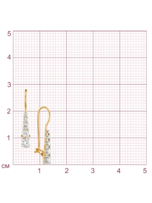 Серьги петельки из золота 585 пробы с фианитами