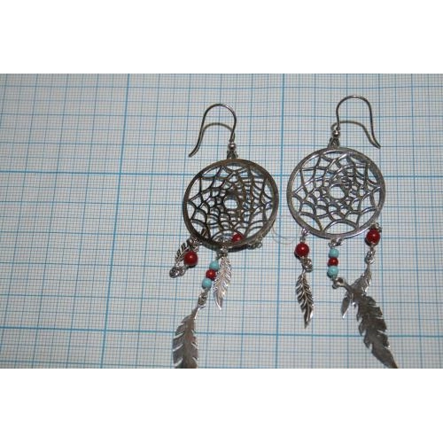 Петельки (925) бирюза, коралл