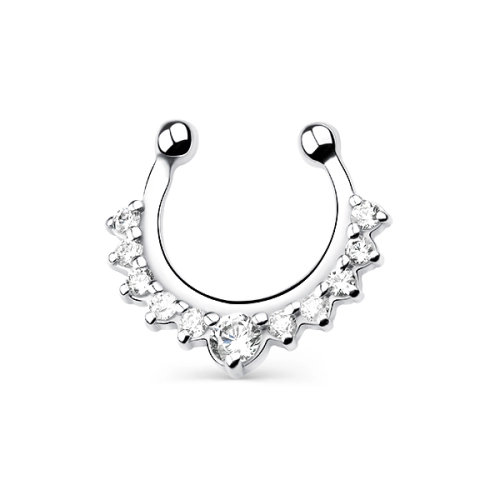 Пирсинг в нос из серебра 925 пробы с фианитом