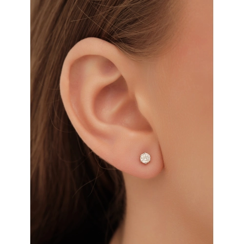 Серьги пусеты из золота 585 пробы с фианитами