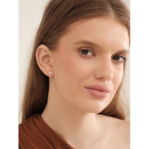 Серьги пусеты из золота 585 пробы с фианитами