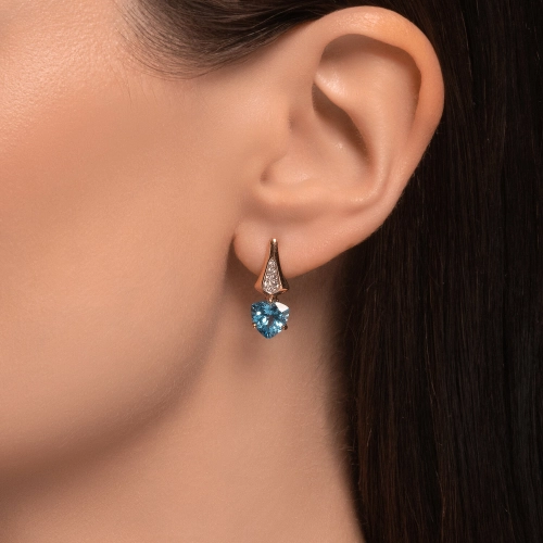 Серьги из золота 585 пробы с топазами и фианитами