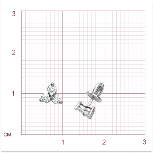 Серьги пусеты из белого золота 585 пробы с бриллиантами