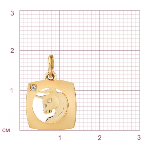 Подвеска Телец из золота 585 пробы с фианитами