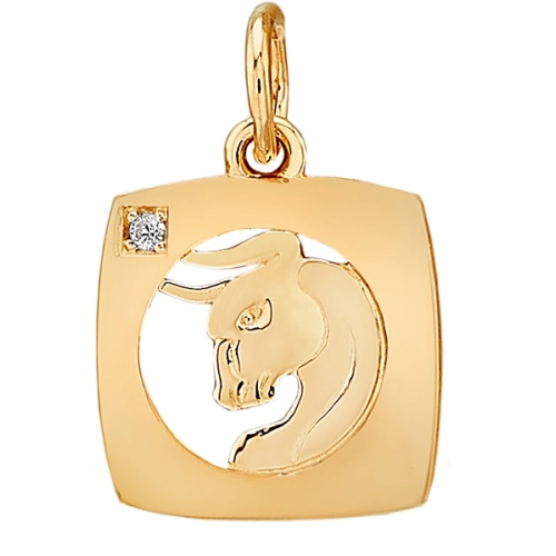 Подвеска Телец из золота 585 пробы с фианитами