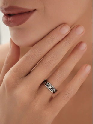 Обручальное кольцо из белого золота 585 пробы с бриллиантами